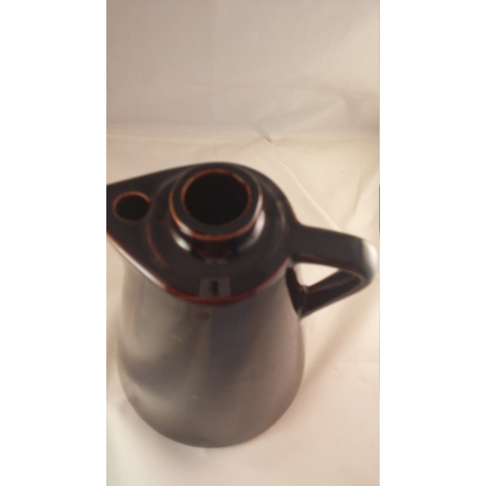 Brown stoneware pitcher, syrup dispenser, stoneware dispenser, vintage stoneware